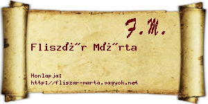 Fliszár Márta névjegykártya